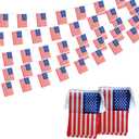 USA American String Flag Pennant Banner, Small Mini USA American Bunting Banner National Country Decoration for School, Party, Patriotic Festival, 66 Feet 60 Flags