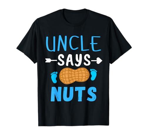 Gender Reveal Uncle says Nuts Boy Matching Family Party T-Shirt, Size Large