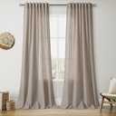 Nanspring Ecru Linen Curtains 96 Inches Long for Living Room Rustic Luxury Light Filtering Semi Sheer Curtain Back Tab Burlap Flax Natural Farmhouse Decor Drapes for Bedroom 52x96, 2 Panels