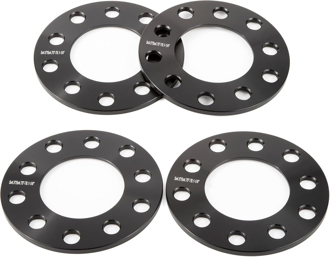 JiiinMiiin 5x4.5 5x4.75 Wheel Spacers,1/4"(6mm) Wheel Spacer Adapters 78.1mm Hub Bore for 1964-2014 Mustang 1991-2011 Ranger 1984-2001 Cherokee 1987-2006 Wrangler 1991-2012 Town Car 1992-2021 Camry (Black)