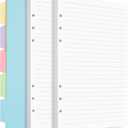 A5 Refill Paper, Planner Inserts for A5 Binder Budget Planner Journals Notebook, 6 Ring Loose Leaf Lined Paper with Binder Dividers, 240 Pages (White)