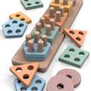 GOPO TOYS Montessori Toys for 1+ Year Old  Wooden Shape Sorter & Stacking Puzzle  Toddler Learning, Fine Motor Skills & Developmental Toy for Boys & Girls