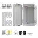 BSEED Waterproof Electrical Junction Box, Outdoor Enclosure with Hinged Cover, Mounting Plate & Wall Brackets - Lockable ABS Plastic Box for Router, Switch, Electrical Project (Grey, 13.8"9.8"5.9")
