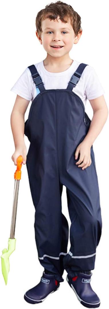 SSAWcasa Kids Rain Pants, Toddler Waterproof Boys Girls Pants, Mud Dirty Proof Rain Suspender Trousers Overalls 122