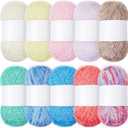 Amylove 10 Skeins Scrubby Yarn for Dishcloths Assorted Colors for Crocheting Polyester Scrubby Assortment Pastel Yarn for Knitting Dishwashing Dishcloths Craft Project (Cream Color)