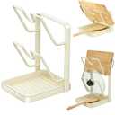 Pot Lid Holder,304 Stainless Steel Pot Lid Holder While Cooking,Kitchen Pot Lid Storage Rack, Removable Drip Tray, Multifunctional Kitchen Organizer Stand for Countertop (White, Double-layer)