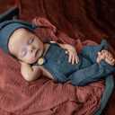 Newborn Photography Outfits Boy - Navy Unisex Newborn Baby Photoshoot Props - Gentleman Suit with Elf Hat & Suspender Pants (0-3 Months)