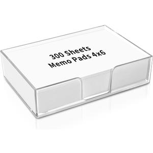 300 Sheet 4x6 Memo Holder Desk Notepad Tray Pad Paper Memo Sheets Non Sticky Memo Pads 4x6 Acrylic Notepad Holder for Desk School Organization Planning（Internal Size: 3.97 × 5.78 Inch）
