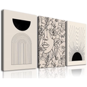 Minimalist Boho Wall Art Set of 3, Abstract Wall Art Black Beige Sunrise Women Line Wall Decor, Mid-Century Modern Art Print, Boho Room Decor -12"x16", Framed