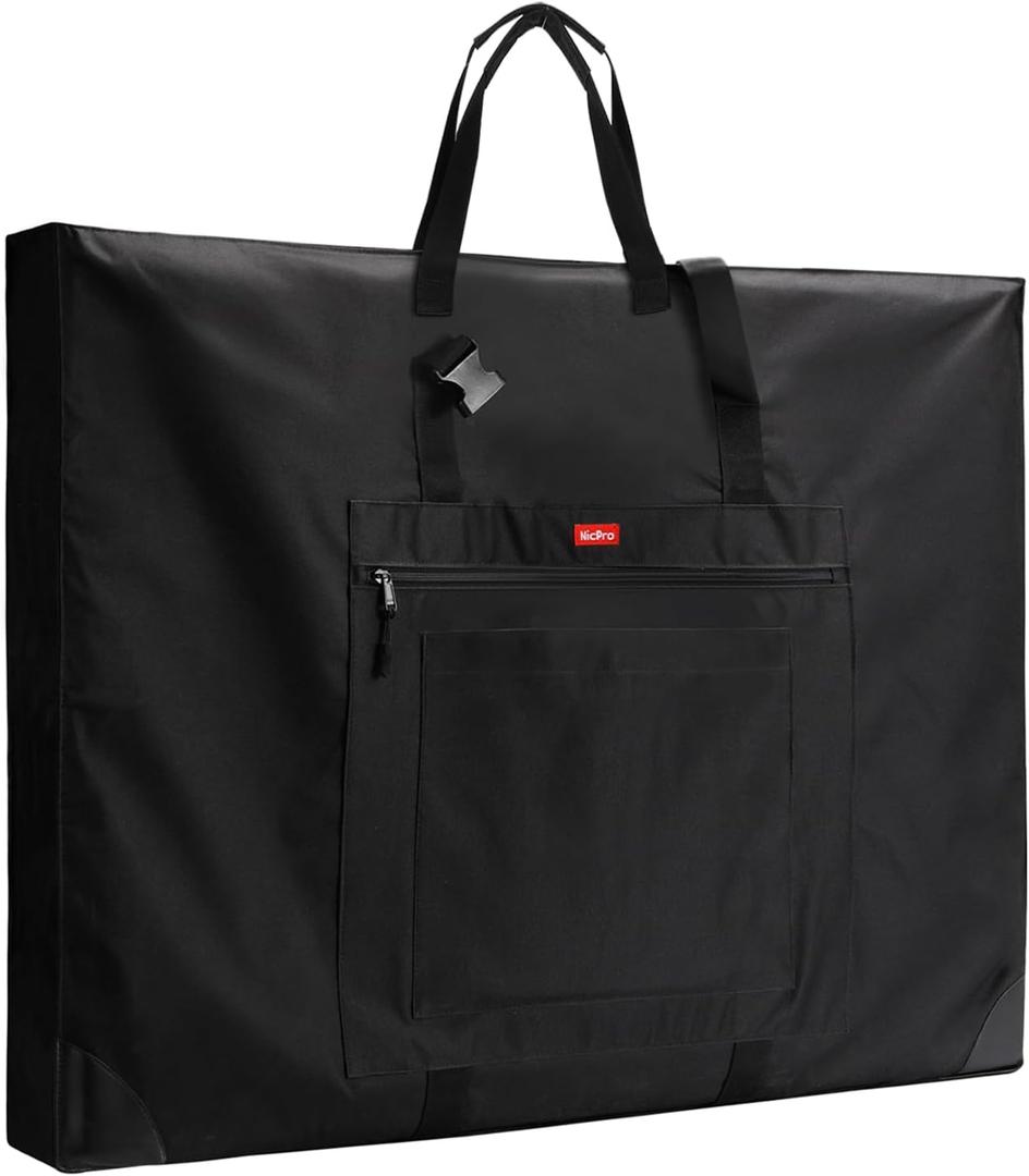 Nicpro Wide Gusset Art Portfolio Case 20 x 26”, Large Tote Bag for Artwork | Adjustable Shoulder Strap, 600D Fabric, Durable Leather Corners, Waterproof, Portfolio for Artist Canvas Sketching Drawing