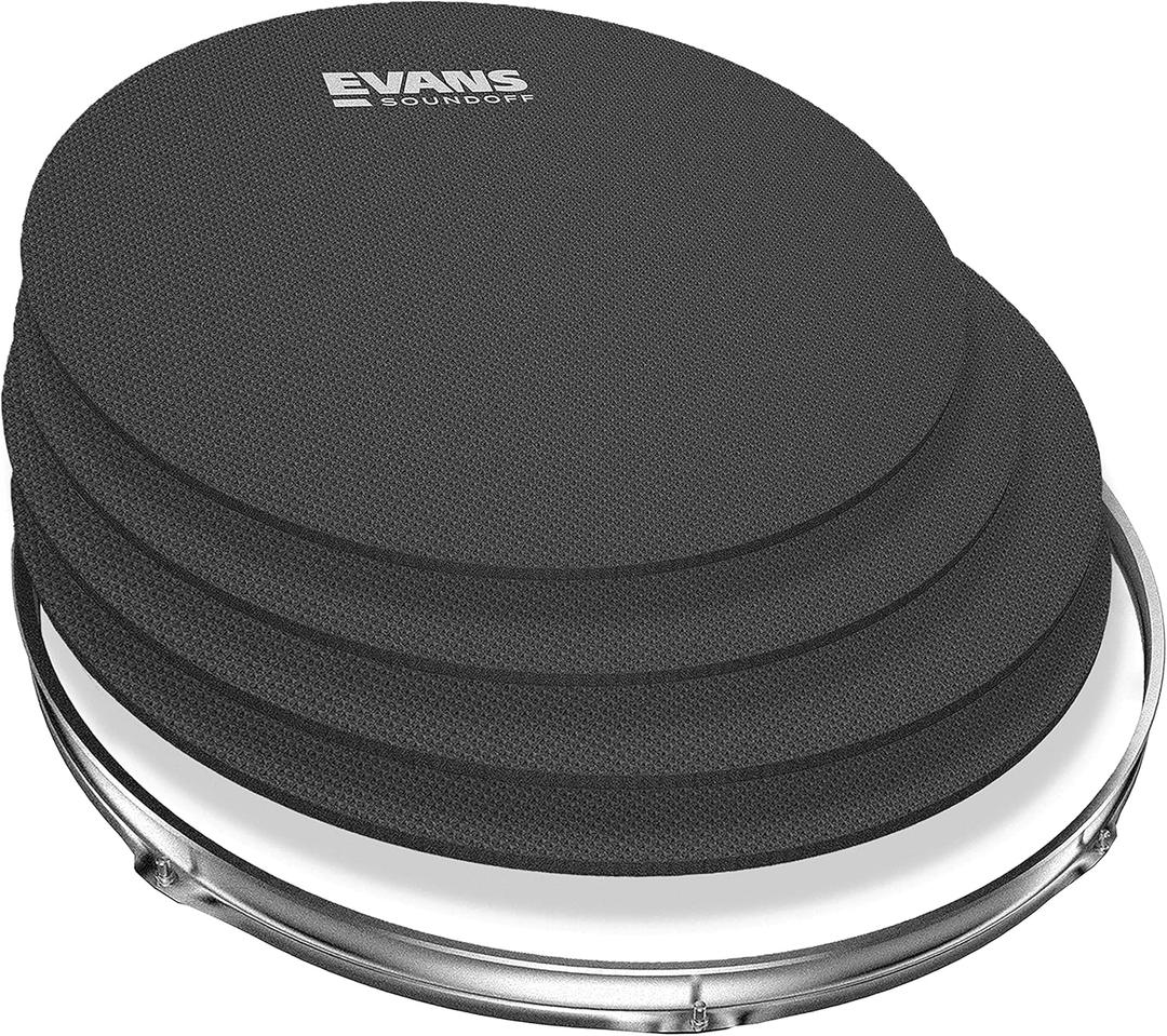 Evans Soundoff Drum Mute Pads - Full Box Drum Pad Set - Drum Mutes Pack - 4 Tom/Snares - Great for Silencing Drum Kits to Practice - Standard Box Set - 4-Pack