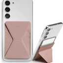 MOFT Phone Stand, Adhesive Card Holder Fits 2-3 Cards, Slim & Portable Leather Phone Wallet, 2 Viewing Angles, RFID Blocking, Compatible with iPhone, Galaxy and Most Smartphones- Classic Nude