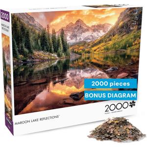 Buffalo Games - Maroon Lake Reflections - Joshua Snow - 2000 Piece Jigsaw Puzzle for Adults - Scenic Nature Puzzle, Challenging Mountain Landscape, Bonus Poster Included, Finished Size 38.50 x 26.50, Large