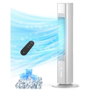 Windowless Portable Air Conditioner, Evaporative Air Cooler w/1.2L Water Tank, 3 Ice Packs, 7H Timer, 60° Swing, No Hose No Window Needed, 3-IN-1 Portable AC Unit for Room Bedroom Outdoor, white