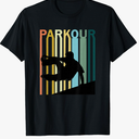 Vintage Style Parkour Silhouette T-Shirt, Size L