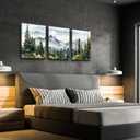 MHARTK66 Wall Art for Living Room Modern Wall Decor for Bedroom Office Decor Abstract Mountain Forest Landscapes Ink Painting 3 Piece Framed Canvas Art Prints Ready to Hang Wall Pictures Home Decor
