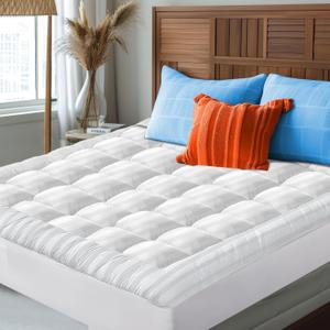 SLEEPNOVA's Cooling Mattress Topper Queen Size Bed  100% Cotton Pillow Top That Keeps You Cool, Relieves Back Pain & Adds Cloud-Like Comfort with Deep Pocket Fit (8-21), Soft & Machine Washable