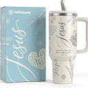 Stainless Steel 40 Oz Christian Tumbler with Handle - Ideal for Travel and Home