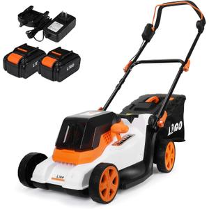 LIGO 40V Cordless Lawn Mower w/11Gal Bag & 2X4.0Ah Battery | 15" Brushless Motor, 6-Position Height (0.98"-2.95") | Walk-Behind Grass Catcher w/Patented Comb | 20V/40V Tool Compatible