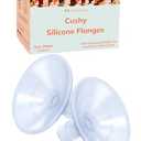 Smaller Cushy Silicone Flanges, Breast Shields - Replacement Pump Parts - for Spectra, Lansinoh, Medela Pumps - Great for Elastic Nipples - Double (2 Pack) - 15mm