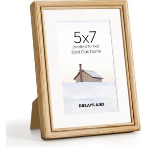 Dreamland 5x7 Picture Frame, Oak Wood 5 by 7 Frames for Tabletop & Wall Display, 5x7 Picture Frame Matted to 4x6, Rustic Wood Photo Frames with Tempered Glass (USA-Sourced White Oak Wood)