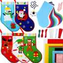 Breling 10 Pieces Felt Christmas Craft DIY Christmas Felt Stockings with Ornaments Handmade Sewing Sock Kits Decorations Crafts Kits Party Hand DIY Supplies, 5 Styles