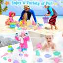 Collapsible Beach Toys for Kids, 3 Pack Foldable Sand Buckets and Shovels Set with Mesh Bag, Silicone Pails Shovels Molds, Sandbox Travel Sand Toys for Beach Essentials for Toddlers Kids Age 3-10