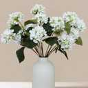 Real Touch Hydrangea Flowers 5 Stems (15 Heads) Artificial, Small Faux Hydrangea Flowers with Stems For Table Decor, Mini Silk Floral Arrangements Bouquet, Hortensias Artificiales, Snowball Viburnum