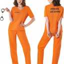 fun shack Women's Prisoner Costume, Inmate Outfit for Women, Jail Costume for Halloween, Costumes for Women (Medium, Orange)
