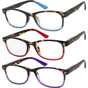 Success Eyewear Reading Glasses Set of 3 Great Value Spring Hinge Readers Men and Women Glasses for Reading (Set of Red, Blue, Purple)