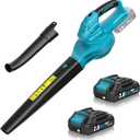 SEYVUM Leaf Blower, 20V Cordless Blower with 2 x 2.0Ah Battery, Electric Leaf Blowers for Lawn Care, 350 CFM 150 MPH Battery Powered Leaf Blower, for Patio, Garden Cleaning, Fast Charger, Blue