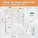 NATURE'S SOURCE Makeup Organizer for Vanity, 3-Tier Corner Bathroom Organizer Countertop with Makeup Brush Holder, Corner Counter Storage for Bathroom, Dresser, KitchenClear