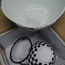 Miamolo Tiered Serving Bowls Chip and Dip Serving Set with Stand, Ceramic Appetizer Serving Dishes Platters and Trays for Parties Entertaining - Checkered Kitchen Decor (2-Tier Set (Large, Medium), Black and White Pattern)