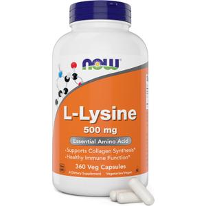 Now L-Lysine 500 mg, 360 Vegetarian Capsules