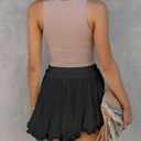 Women's Flowy Shorts Casual Linen Boho Ruffle Mini Skirts Pleated High Waist Cute Butterfly Skorts with Pockets Summer Trendy (Black, M)