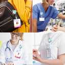 3 x Silly Goose Blue Badge Reel with Swivel Alligator Clip ID Badge Holder Funny Glitter Badge Reel Retractable Clip for RN LPN CNA Nurse Doctor Assistant Medical Staff