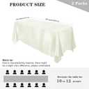 MCEAST 2 Packs Satin Tablecloth 102 x 58 Inches Rectangular Table Overlay Cover Bright Silk Tablecloth Smooth Fabric Table Decor for Wedding Banquet Decoration (Ivory)