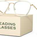 CCVOO Iconic Aviator Reading Glasses - Premium Readers in Gold/Black - UV & Blue Light Blocking Lenses