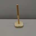 Natural Travertine Textures Standing Paper Towel Holder for Kitchen Countertop, Bathroom Toilet Paper Roll Holder with Weighted Base and Sturdy Wood Stand, for Standard or Plus Rolls, Height-Adjustable (Yellow Stone)