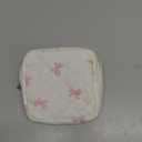 RSRSLEII Small Quilted Cosmetic Pouch for Purse, Mini Cotton Makeup Bag with Compartments, Cute Zipper Lipstick Holder for Women (03White Bow)