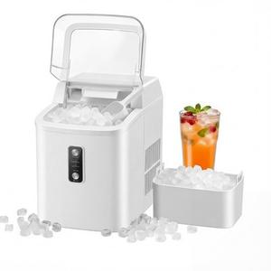 KMFurnila Nugget Ice Maker Countertop, Portable Ice Makers Machine with Removable Basket and Scoop, Self-Cleaning, Quiet, 6-Min Ready, 24lbs in 24Hrs, Visible, for Home, Party, RV, Camping, White
