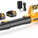 Cordless Leaf Blower with 6 Adjustable Wind Speed, Powerful Electric Leaf Blowers with 2X 4.0Ah Battery and Charger, Lightweight Handheld Leaf Cleaner for Lawn Care, Patio, Leaves Dust Cleaning