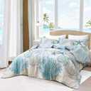 Tritard Coastal Comforter Set Full Size 3 Piece, Soft Beach Themed Comforter, Ocean Nautical Lightweight Bedding Sets for All Seasons, (1 Reversible Comforter and 2 Pillow Shams), 80''x90'', C1