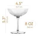Venus Seashell Coupe Cocktail Glasses | Set of 4 | 8 oz Crystal Ribbed Champagne Saucers for Drinking P-Star and Espresso Martini, Margarita, Daiquiri, Cosmopolitan, Gimlet | Elegant Gift Glassware