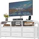 LIVEHOM TV Stand with Mount, 6 Drawer TV Dresser for up to 75" Television, 11.41"D x 43.3"W x 46.45"H