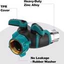 Water Splitter 2 Way Heavy Duty, 3/4" Garden Hose Splitter Y Way Connector 2 Valves Rubberized Grip with 2 Kink Free Faucet Extension Hose Protector 10 Rubber Washers