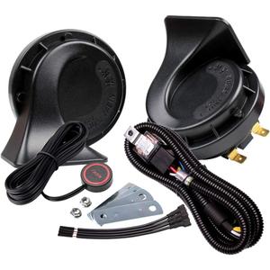 FARBIN Car Horns Kit with Button 12V Truck Horn Loud Train Horn for Car Electric Air Horns (Black Snail horn with harness and button, 12v)