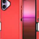 I-HONVA for iPhone 17 Case Shockproof Dust/Drop Proof 3-Layer Full Body Protection [Without Screen Protector] Rugged Heavy Duty Cover Case for Apple iPhone 17 6.3" 2025,Red/Black