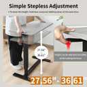 lumizone Foldable Overbed Table with Wheels Bedside Desk Espresso