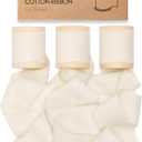 Vitalizart Cream White Ribbon 1-1/2" x 15 Yd 100% Cotton Handmade Frayed Fringe Fabric Ribbons for Gift Wrapping Wedding Invites Bridal Shower Bouquets Christmas Decorations